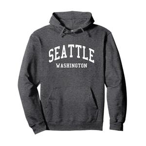 Seattle - Washington - Throwback Design - Classic Pullover Hoodie, M, Asphalt Grey