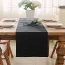 2 Piece Fabric in 1 Dinning Table Runner 12 x 72 Inches Farmhouse Kitchen Coffee Burlap Table Runner for Holiday Party, Black