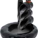 DK177 Waterfall Incense Holder Backflow Cone Ceramic Burner Handcrafted Porcelain Censer Incense Stick Stand with 20 Free Cones