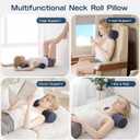 Neck Roll Pillow for Neck Pain Relief - Memory Foam Neck Support Pillow for Bed | Round Neck Pillow for Sleeping, 15.7 * 6 * 6inch ((Navy-Blue)