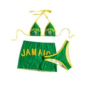 WDIRARA Women's 3 Piece Swimsuits Flag Halter Triangle Bikini Sets with Cover Up Skirt Green X-Small