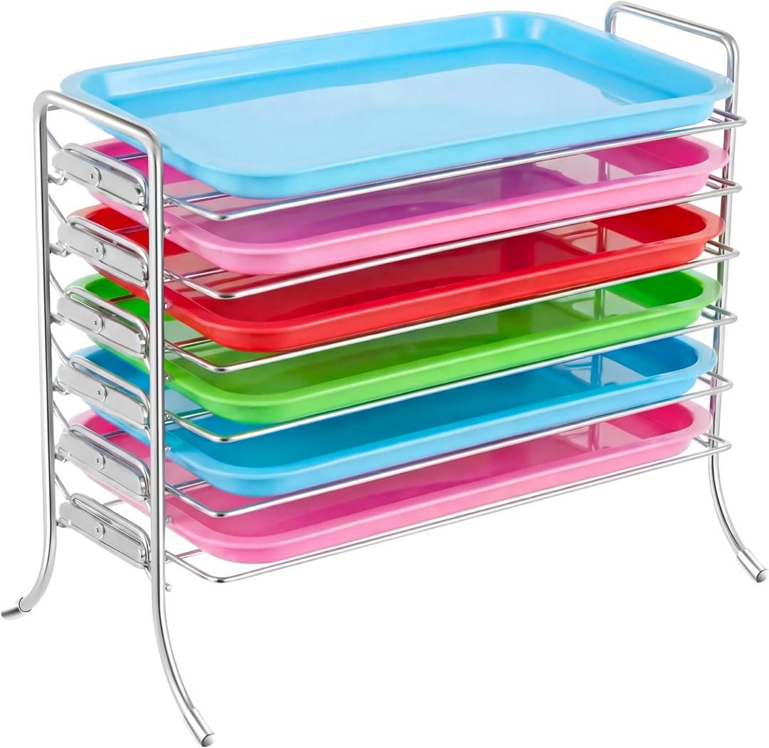 Moxweyeni Dental Instrument Tray Rack for Size F Trays 6-Tier Dental Organizer Chrome Plated Medical Tool Holder for Sterilization Friendly Corrosion (Model 300trf)