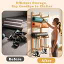 4-Tier Wooden Yoga Mat Holder Wall Mount, Yoga Mat Rack for Home Gym Organization, Wall Storage Hanger for Foam Roller and Fitness Accessories