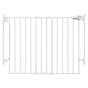Babelio Baby Gate for Stairs, Kitchen & Doorways, No Bottom Bar| Easy Install| One-Handed Operation| Auto-Close| Hardware Mount Safety Dog Gate (White, 27-45" W, 28" H)