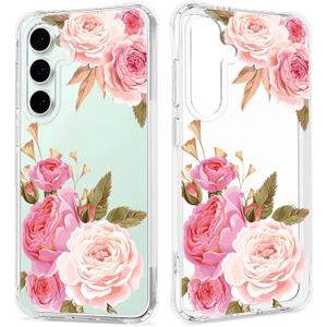 Floral Clear Case for Samsung Galaxy S24 FE for Women Girls,Pretty Phone Cover for Galaxy S24 FE,Flower Design Cute Pattern Slim Soft Drop Proof Protective TPU Bumper Case,FL-K