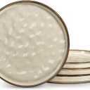 LIANYU Ceramic Plates Set for 4, 7.9In Porcelain Dinner Salad Appetizer Plates for Kitchen, Modern Round Stoneware Dining Dish Set, Scratch Resistant, Microwave, Oven and Dishwasher Safe, Sandy Beige