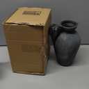 PORCER Antique Rustic Ceramic Vase, 9.3 Inch Tall Large Terracotta Vase with Handle, Vintage Farmhouse Pottery Vase for Home Decor, Living Room, Entryway, Wedding, Thanksgiving - Black Bronze