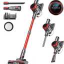 S3 Cordless Vacuum Cleaner, 45kPa Powerful Vacuum Cleaners for Home, 55-Min Runtime Rechargeable Stick Vacuum, Self-Standing, for Pet Hair Carpet Hard Floor, LED Display (Red)