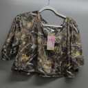 WDIRARA Women's Y2k Camo Print Off The Shoulder Crop Tee Top Short Sleeve Loose Fit T Shirts (Large)