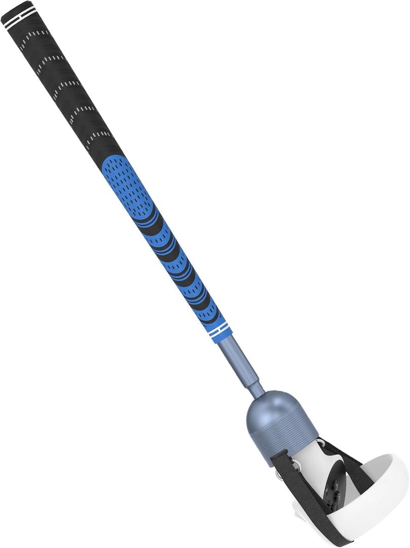 VR Golf Club Handle for Oculus Quest 2, Aluminum Golf Club Attachment Compatible with Oculus Meta Quest 2, with 1: 1 Sleeve and Realistic Rubber Grip, Non-Weighted (383g)