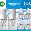 Air Wick Plug in Scented Oil Starter Kit, 2 Warmers + 6 Refills, Fresh Linen, Same Familiar Smell of Fresh Laundry, Eco Friendly, Essential Oils, Air Freshener