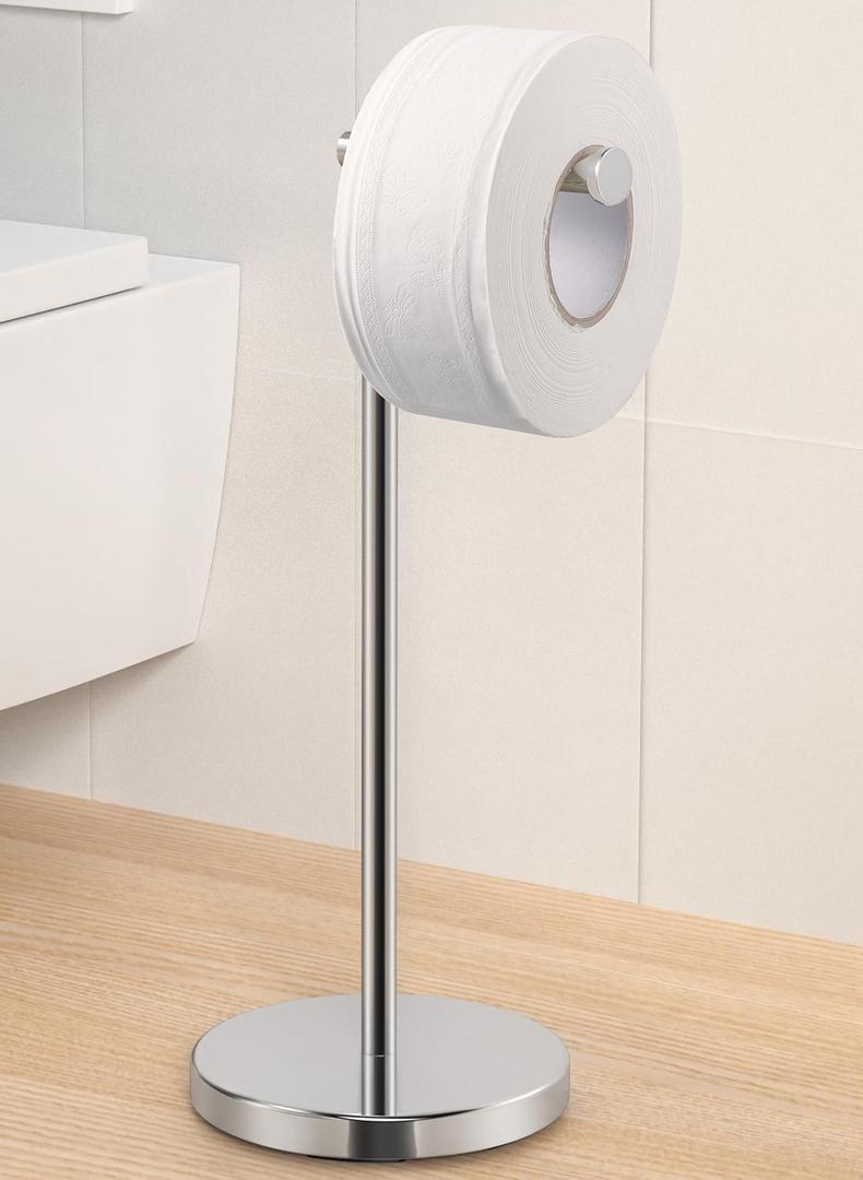 KES Toilet Paper Holder Free Standing with Heavy Weighted Base, Toilet Paper Holder Stand Modern, Toilet Paper Roll Holder Rustproof 18/8 Stainless Steel Polished Finish, BPH283S1