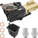 W3SP2615X20 2HP Pool Pump Motor Compatible with Hayward SP2615X20 Single Speed Super Pump, 2" Inlet with Dual Voltage 110/220V for All In-Ground Pool and Spa with Filter Basket Fitting Adapter