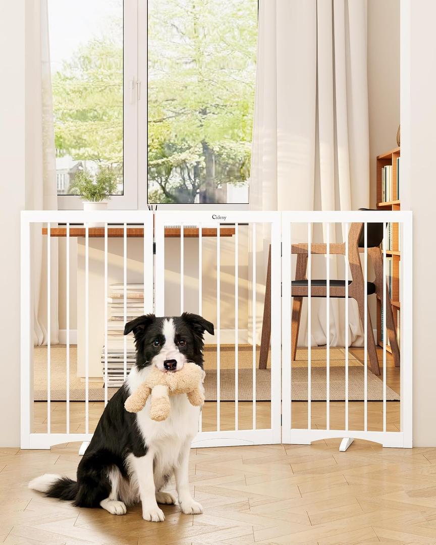 Cideny 32" Extra Tall Free Standing Dog Gate Indoor, Foldable Pet Gate