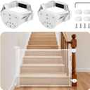 2Pcs Baby Gate Stair Railing Banister Adapter, Fits 1.9-4.72'' Diameter Universal Banisters, Wide Square/Round Railings No-Drilling Mounting Fittings for Retractable Gates, (White)