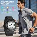 Men's Pedometer Watch with Stainless Steel Bracelet,Step Counter Watch No App, No Charging Needed for Ourdoor Walking, Calorie, Distance, Alarm, Countdown Timer Watch TU-2306B TIMEURE