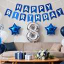 Happy 8th Birthday Balloon Colorful Banner Balloons Set 8th Year Old Birthday Blue Theme 8 Balloon Number 8 Foil Mylar Balloons Kids 8 Party Balloons Confetti Latex Mylar Balloons Party Supplies