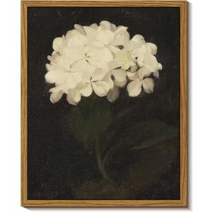 InSimSea Framed Wall Art for Living Room - White Hydrangea Oil Painting Canvas Prints for Bedroom, Bathroom, Kitchen, Office Decor - 8x10in (10L" x 8W")