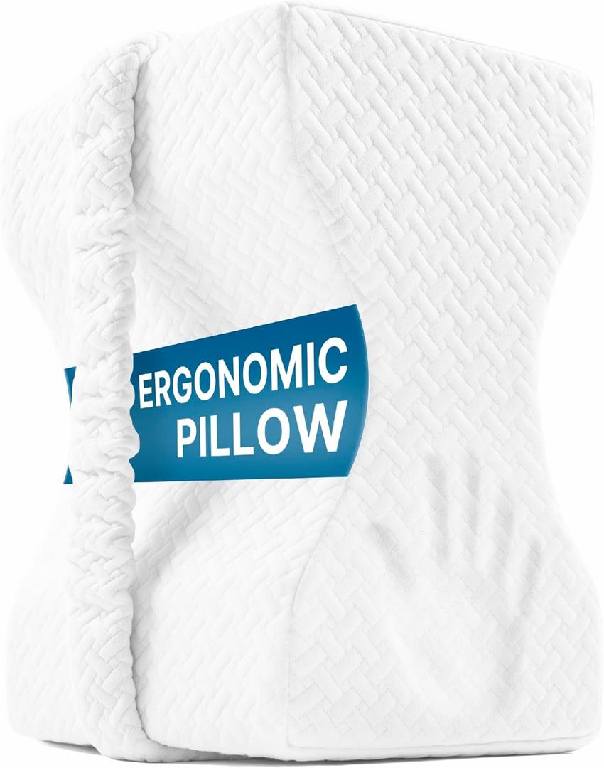 Knee Pillow for Side Sleepers,Memory Foam Leg Pillow for Side Sleeping Between Knees,Knee Cushions for Hip,Back,Joints,Sciatica Pain Relief Pillows,Spinal Alignment Support,White
