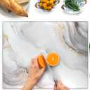 Kitchenville Glass Cutting Board 20”x16”: Tempered Glass Kitchen Counter Protector - Durable- Scratch-Resistant, Heat-Proof - Design 7 - White & Gold