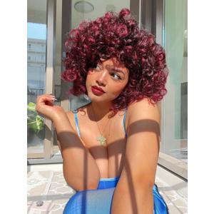 Gowit Gogo Curl Crochet Hair 8 Inch 6 Packs Short Curly Crochet Hair for Black Women Burgundy Deep Ocean Wave Beach Curl Crochet Braids Synthetic Braiding Hair Extensions (8inch,TBUG)