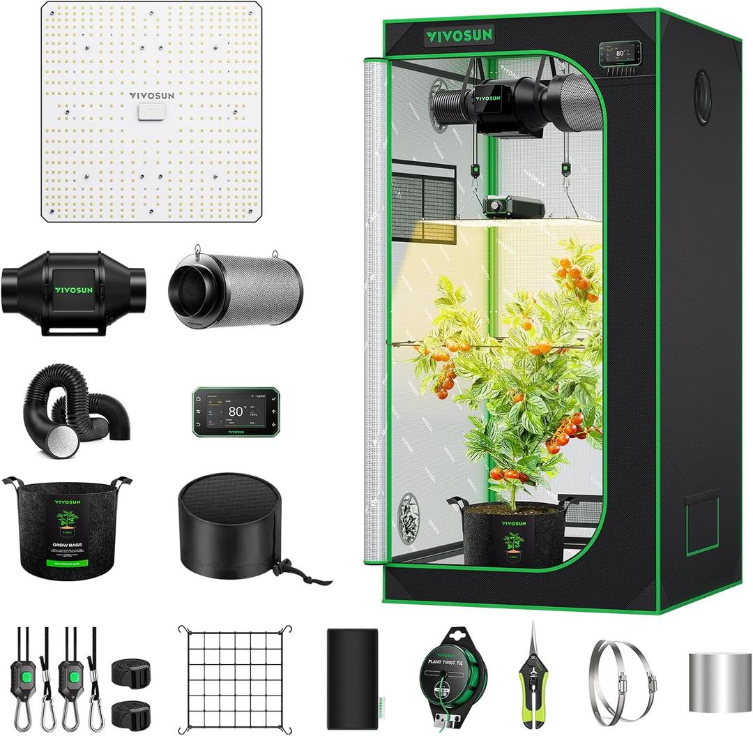 VIVOSUN Smart Grow Tent Kit 2.7 2.7ft WiFi-Integrated Automatic Complete Grow System with Full Spectrum LED Grow Light 150W, Efficient Ventilation System with GrowHub E42A+ Controller