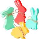 4Pcs Easter Bunny Table Wooden Sign Decorations,Rabbit Shape with Rope Natural Wood Signs Spring Easter Table Centerpieces Decor Bunny Farmhouse Kitchen Dining Room Tabletop Decoration Home Office