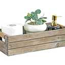 TIMRIS Rustic Wooden Toilet Paper Holder, Farmhouse Bathroom Decor, Toilet Tank Basket, Decorative Storage Container (Rustic Gray)