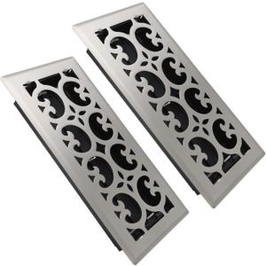 Floor Register 4x10 Inches - 2 Pack Heavy Duty Walkable Steel Floor Vent Covers - Ease Adjust Air Flow Direction - Orlando Design - Satin Nickel Vent Covers for Home Floor