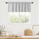 MitoVilla Grey Boho Kitchen Valances for Windows, Modern Farmhouse Valance Curtains for Living Room/Bedroom, French Country Cotton Linen Fabric Topper Window Curtain with Tassel, 52W x 18L