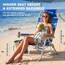 SUNNYFEEL Folding Beach Chair for Adults, High Back 5-Position Reclining | 180 Lay Flat Oversized Portable Sand Chair with Cup Holder and Towel Bar Heavy Duty for Beach/Lawn/Outdoor/Camping/Sports