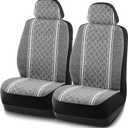 Road Comforts Baja Blanket Seat Covers Gray Diamond Bucket Seat Covers Low Back - Jacquard Fabric, Airbag Compatible, Universal Fit for Cars, Trucks, SUVs, and Vans