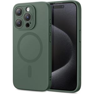 ESR for iPhone 15 Pro Max Case with MagSafe, Supports Magnetic Charging, Slim Liquid Silicone Case, Shock Absorbing, Screen and Camera Protection, Cloud Series, Green