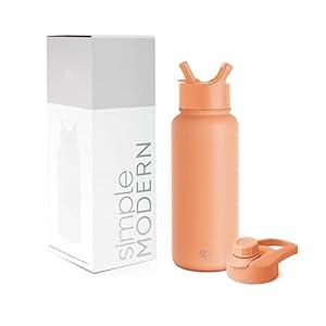 Simple Modern Water Bottle with Straw and Chug Lid Vacuum Insulated Stainless Steel Metal Thermos Bottles | Reusable Leak Proof BPA-Free Flask for Sports, Gym | Summit Collection | 32oz, Apricot