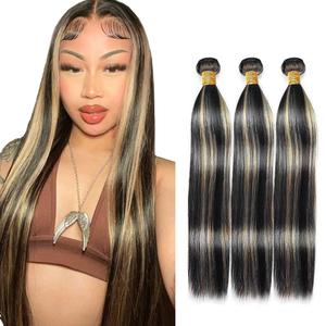 P1B27 Bundle Honey Blonde Straight Human Hair Bundles Two Tone Black Mixed With Honey Blonde Bundles Human Hair 30 32 34 Inch Highlight Bundle 50g/pc