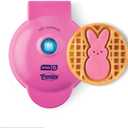 PEEPS x Dash Bunny Mini Waffle Maker for Individual Waffles, Hash Browns, Keto Chaffles with Easy to Clean, Non-Stick Surfaces, 4 Inch - Pink