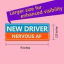 LogFaadCoi 4-Pack 'New Driver' Reflective Magnetic Signs - Removable Safety Warning Bumper Stickers for Cars, Large Size, Durable for Novice & Student Drivers (American Vintage)