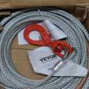 VEVOR Galvanized Steel Winch Cable, 3/8 Inch x 75 Feet 15,200 lbs Breaking Strength, Wire Winch Rope with Swivel Hook, Towing Cable Heavy Duty, Universal Fit for SUV, Large Off-Road Vehicle, Truck