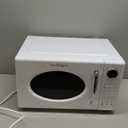 Nostalgia Retro 1000W Microwave Oven 1.1 Cu Ft Capacity  Child Safety Lock, 8 Auto-Cook Settings  Countertop Kitchen Appliance  White