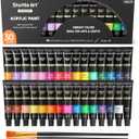 Shuttle Art Acrylic Paint Set, 30 x12ml Tubes Artist Quality Non Toxic Rich Pigments Colors Great for Kids Adults Professional Painting on Rocks Canvas Wood Clay Fabric Ceramic Crafts
