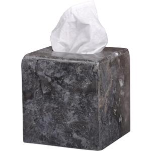 Luxury Natural Marble Tissue Box Cover Heavy-Duty Square Facial Tissue Holder, Hand-Carved for Bathroom, Bedroom, Living Room & Car, Elegant & Durable (Champagne Beige, 5.4 x 5.4 x 5.6)