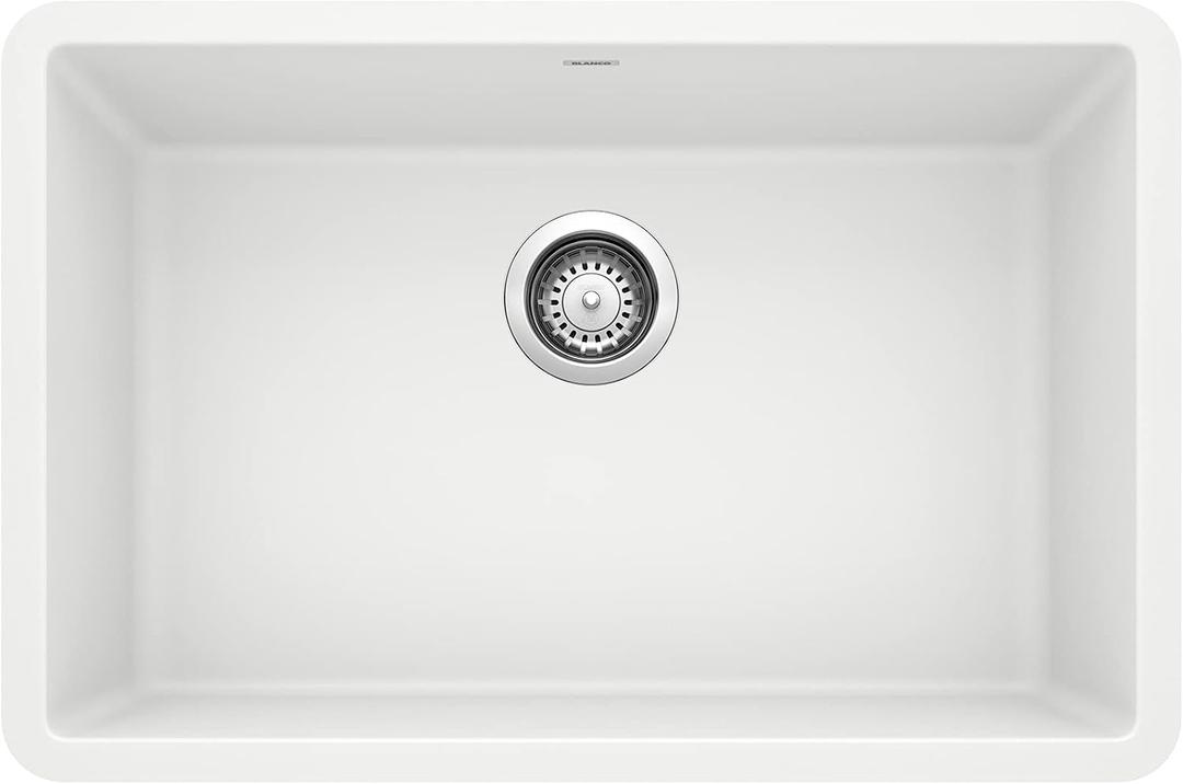 BLANCO, White 522429 PRECIS SILGRANIT Single Bowl Undermount Kitchen Sink