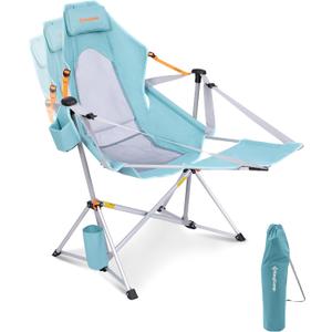 KingCamp Hammock Chair with Footrest Heavy Duty Swinging Rocking Camping Chairs for Adults up to 400lbs, Folding Portable Oversized Rocker with Cup Holder & Pillow for Outdoor Beach Lawn RV Sports, 37.8 inches x 29.5 inches x 49.2 inches