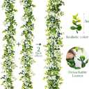 6FT Eucalyptus Garland with Flowers, 6 Pack Artificial Greenery Garland Hanging Spring Eucalyptus Garland Suitable for Table Wedding Backdrop Arch Wall Party UV Protected Indoor Outdoor Decor