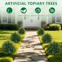 Artificial Cedar Topiary Trees with Ground Spike, 2 Pieces Fake Pine Shrubs Bushes, UV Resistant Faux Evergreen Cypress Tree Plants for Indoor Outdoor Planters Front Porch