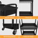 3 Tier Rolling Utility Cart with Drawer,REBECAT Utility Cart Made of Multifunctional Storage Organizer Tool for Kitchen,Bathroom,Living Room,Office (Black)