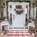 Christmas Plaid Outdoor Rug, 2'4" x 3'7" Red & White Check Indoor/Outdoor Area Rug, Layering Rug for Hello/Welcome Door Mat, Machine Washable Cotton Woven Rug for Farmhouse Front Porch, Entryway