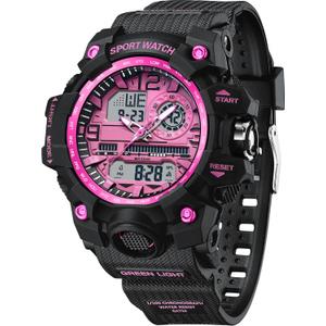 findtime Women's Sport Watch Digital Waterproof Watches Military Watches Analog Outdoor Wrist Watch LED Luminous Alarm Stopwatch Dual Time Wristwatch (purple)
