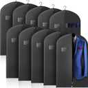 10 Pack 40-inch Garment Bags for Travel, Garment Bags for Hanging Clothes with Zipper and Visible Transparent Window Black