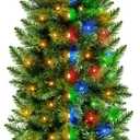 5 Ft Prelit Pencil Artificial Christmas Tree with Timer 180 LED Warm White & Colorful Change Lights 8 Modes Plug in 550 Branch Tips Metal Stand Slim Tree Xmas Decor Indoor Outdoor